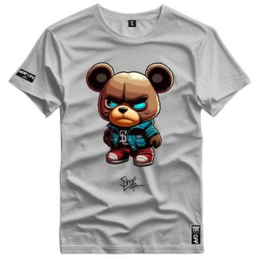 Imagem de Camiseta Coleção Little Bears Urso Bad Braw Shap Life, G2, Cinza