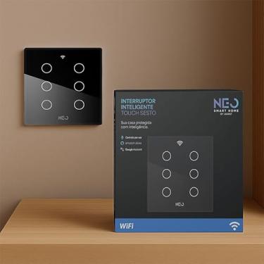 Imagem de Avant Neo Interruptor Inteligente Wi-Fi Preto 6 Botões 2.4 GHz Smart Touch Bivolt Compatível com Alexa, Google Home, Tuya Neutro Paralelo Virtual