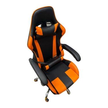 Imagem de Cadeira Gamer Ergonômica Amofadas Cabeça Lombar - Laranja