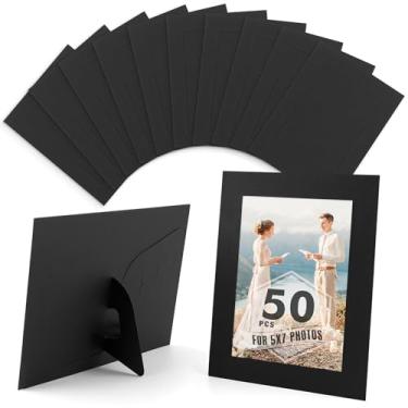 Imagem de Tapete central, pacote com 50 molduras de papel, 12 x 17 cm, moldura de papelão, pastas de fotos com cavalete, molduras DIY pretas