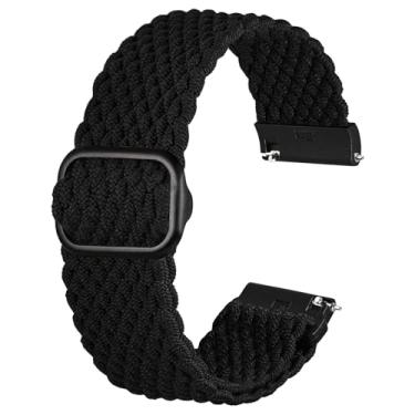 Imagem de Anbeer Pulseira de relógio de nylon trançado, pulseira de reposição elástica de liberação rápida com fivela ajustável, várias cores e tamanhos para escolher, Preto com fivela preta, 22mm, Waffle