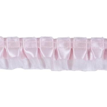 Imagem de Acabamentos de tecido com acabamento de babados de cetim, acabamento de 2 camadas de cetim de organza plissada, fita de renda plissada para costura, artesanato, cortina de vestido, decoração de fronha