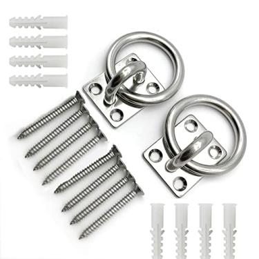 Imagem de MIKMAYTOO Ganchos de teto gancho de montagem na parede para serviço pesado 450 kg almofada de âncora placa de olho 304 aço inoxidável para balanço de ioga redes tiras de treinamento sacos de perfuração pendurados