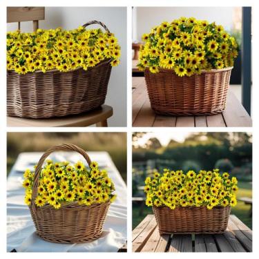 Imagem de 15 Plantas Artificiais Buquê Decorativo de Mini Girassol Flor Para Com