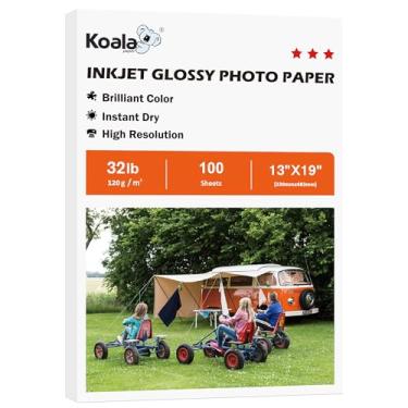 Imagem de Papel fotográfico Koala dupla face fino brilhante 13 x 19 polegadas 120 g/m² 100 folhas compatível com impressora jato de tinta e tinta de 14,5 kg