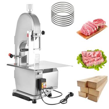 Imagem de Serra elétrica elétrica de 1100 W, serra elétrica de carne para abate, bancada de trabalho de 48 x 37,8 cm, espessura de corte de 0,4 a 7 polegadas, serra de mesa para cortar costela, carne congelada