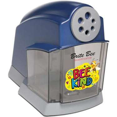 Imagem de Brite Bee Apontador de lápis elétrico para sala de aula resistente para professores e estudantes – Motor silencioso, parada automática, compartimento grande, lâmina helicoidal – afia todos os tipos de