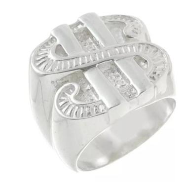 Imagem de Dedeira Anel De Prata 925 Cifrão Masculino Macico - Juniorjoiaspiracic