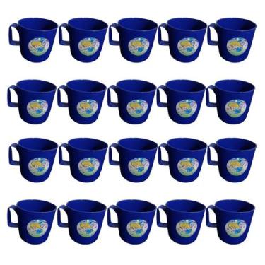 Imagem de Kit C/ 20 Caneca Plástico Escolar Merenda - Delverano, marinho