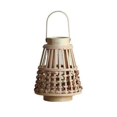 Imagem de Lanterna de bambu tradicional chinesa feita à mão, rattan, lâmpada decorativa portátil para mesa, ambiente de festival, decoração de fotografia, adereços de iluminação(Type A)