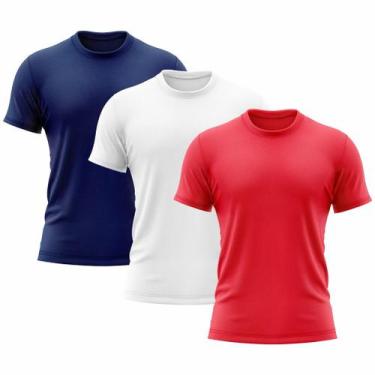 Imagem de Kit 3 Camisetas Masculina Manga Curta Dry Básica Lisa Proteção Solar U