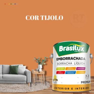 Imagem de Tinta Borracha Líquida Cor Laranja Para Parede 3,2l Acrílica Lavável A