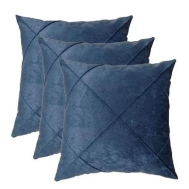 Imagem de Kit 3 Almofada Suede Drapeada Macia Decorativa- 45x45 - Enxovais Anna 