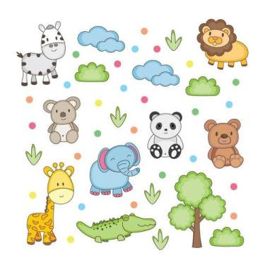 Imagem de Adesivo de Parede Infantil Safari Quarto Criança Bebe - 133ir - Allodi