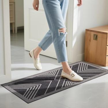 Imagem de HIHUHEN Capacho/tapete de porta antiderrapante com base de borracha – possui absorção de água e proteção de lama, adequado para quartos e áreas de entrada (120 x 49 cm, Chevron)