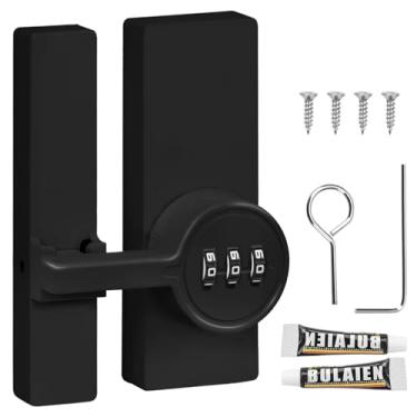 Imagem de Fechadura de porta de celeiro, trava dobrável resistente de 180 graus, porta deslizante de celeiro de liga de zinco, trava de portão para jardim, galpão de cerca, janela, armário (preto)