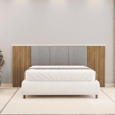 Imagem de Cabeceira Estofada Cama Box Casal Queen com LED Dubai Zen Nature Brisa