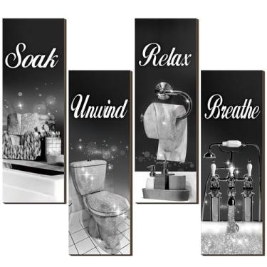 Imagem de Decoração de banheiro, arte de parede Honoson Soak Unwind Relax Breath