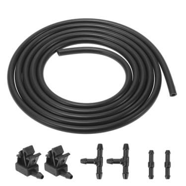 Imagem de Boxonly Kit de 7 peças de bocal de lavagem de para-brisa dianteiro para Citroen Berlingo MK2 para Peugeot Partner Tepee com mangueira de arruela de 2 m e 4 conectores substitui OEM # 6438Z7