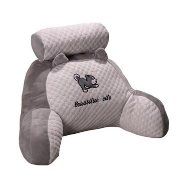 Imagem de Almofada De Leitura Ergonômica Ajustável Cinza Com Suporte Para Costas