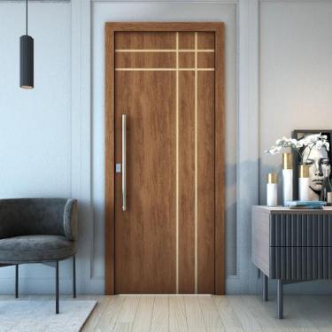 Imagem de Folha Porta R40T 210x80 Frisada 35mm Resistente - Valuchi, Imbuia