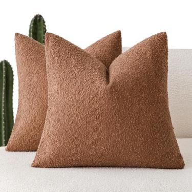 Imagem de Capa de travesseiro Findtower Textured Boucle 50x50cm Laranja Queimada