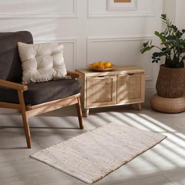 Imagem de Savi Home Tapete de algodão de juta 61 x 91 cm, tecido à mão, natural, para sala de estar, quarto, cozinha, corredor, entrada, rústico, vintage, boêmio, decoração