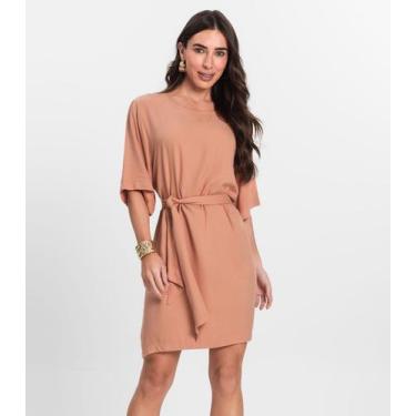 Imagem de Vestido Curto Feminino Com Cinto Endless Marrom, GG, Marrom