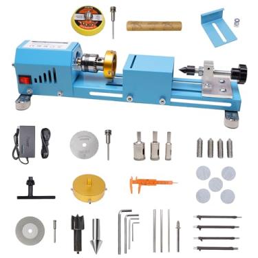 Imagem de Onetuon Mini fresadora de torno de madeira multiuso com acessórios de fresagem de torno de madeira, para polimento, moagem, corte e fresagem de madeira, 7 cm x 16 cm, 24 VDC 96 W, 7 velocidades