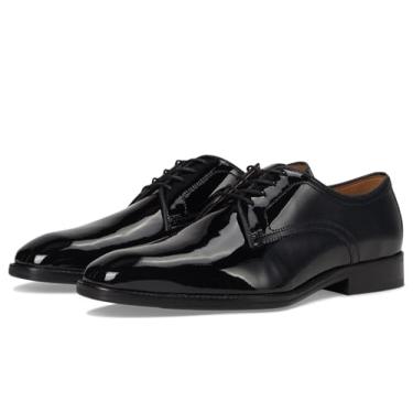 Imagem de Johnston & Murphy Sullivan Sapato masculino de bico liso – Sapatos sociais masculinos casuais de couro para negócios, sapatos confortáveis para homens, Couro de bezerro italiano preto, 43