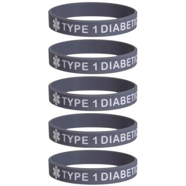 Imagem de Max Petals Pulseira de silicone para identificação de alerta médico tipo 1 tipo 1 tamanho adulto (20 cm), Medium, Silicone, Sem Pedra Preciosa