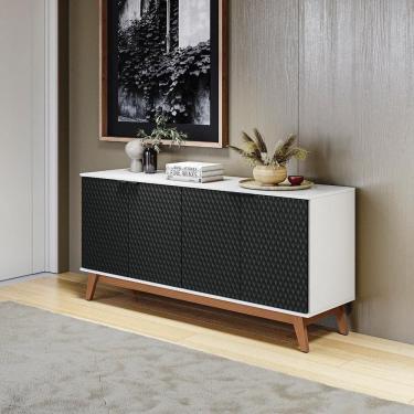 Imagem de Aparador Kappesberg 4 Portas 3d Branco-preto 180cm
