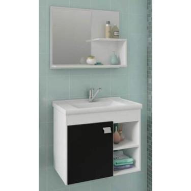 Imagem de Gabinete e Espelheira para Banheiro Mgm Branco/Preto - 000990