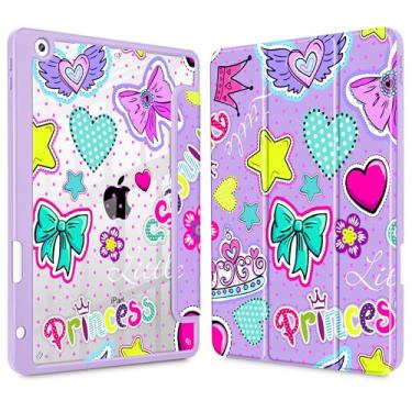 Imagem de Lepeoac Capa para iPad 9ª geração com suporte para lápis, iPad 8ª/7ª geração de 10,2 polegadas, [Suporte de lápis embutido] Suporte de três dobras para despertar/hibernar, capa traseira transparente