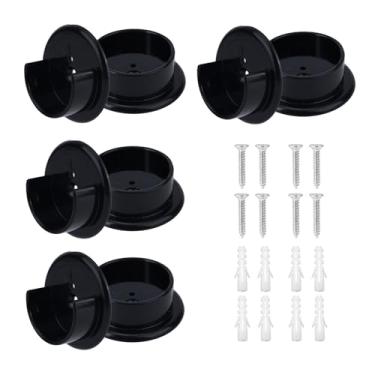 Imagem de 8 peças de suportes de varão, soquetes de plástico para varões de 3,5 cm, suporte de trilho de tubo de guarda-roupa resistente com parafusos e âncoras para casa de banho, cortina, loja de roupas