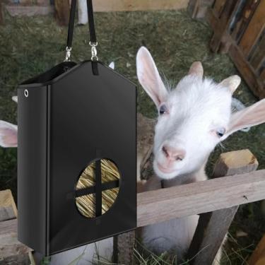 Imagem de KTZCTPCA Saco de feno de alimentação lenta, bolsa de alimentação de cabra pendurada, alimentador de feno Oxford premium, rede de feno sem nó, fácil de encher e pendurar, rede de feno de cavalo