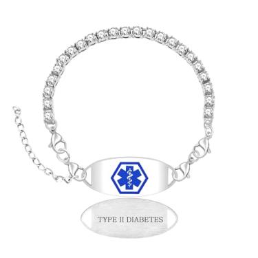 Imagem de Zircobic Pulseira ajustável com etiqueta ICE gravada | Pulseira unissex de identificação médica para uso diário | Joias de alerta de saúde de ajuste confortável | Identificação de emergência para