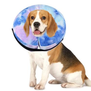 Imagem de Coleira inflável para recuperação de cães, coleira de cone para pós-cirurgia, evita que cães mordam e arranhem feridas coleiras eletrônicas para ajudar na cura da coleira macia de recuperação de