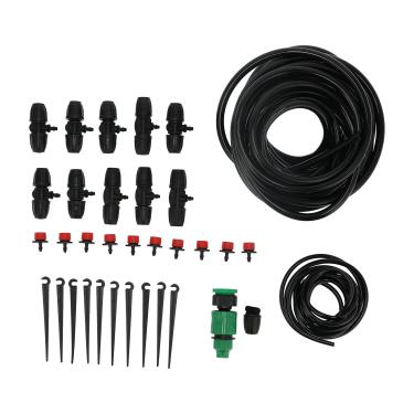 Imagem de de irrigação por gotejamento kit de gotejamento de água ajustável de rega automática com mangueira de 10m e suportes para plantas em vasos de jardim Caixa de flores Plástico de