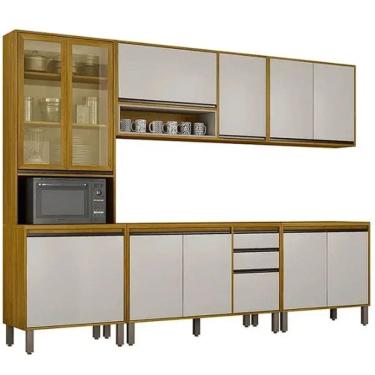 Imagem de Cozinha Eduarda Completa 5 Peças 12 Portas 2 Gavetas CHF Cor Cinamomo Off White