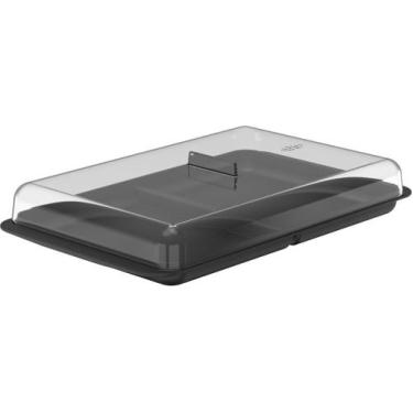 Imagem de Porta Frios Duplo Linha Break com Tampa em PS Transparente - Ou, Preto