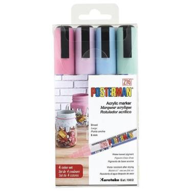 Imagem de Marcador Permanente Zig Posterman Broad Com 4 Cores - Kuretake