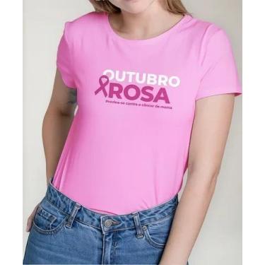 Imagem de Camiseta Camisa de Algodão Adulto Masculina Feminina  Outubro Rosa Pre