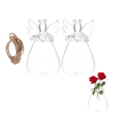 Imagem de Hemobllo 2 peças de vaso de flor de anjo elegante criativo vasos de vidro hidropônico para decoração de casa para arranjos de flores, altura da mesa de escritório