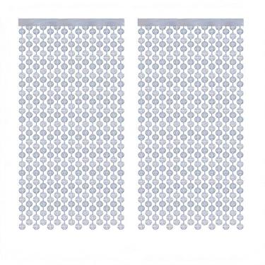 Imagem de Kiorevy Pacote com 2 cortinas de pano de fundo prateadas com franja de bolinha de discoteca, decoração de festa dos anos 80 para despedida de solteira, tema de aniversário, 1 x 2 m