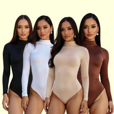 Imagem de Kit 4 Body Feminino Suplex Blusinha Premium Moda Blogueira - Generica,