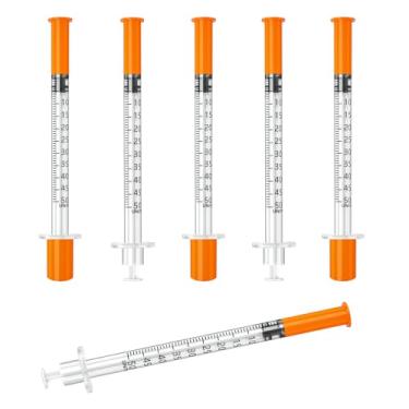 Imagem de GEYUEMEY Seringa De 0,5 Ml 30G 5/16 Polegadas Com Agulha - 0,5 Cc Calibre 30 8 Mm, Embalada Individualmente, Pacote Com 100 Unidades