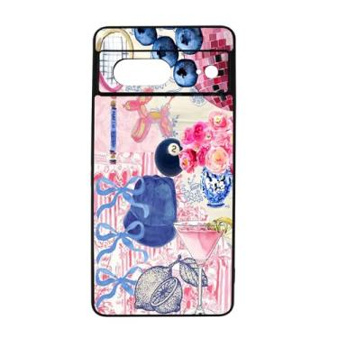 Imagem de qizjio Linda capa de telefone colagem estética à prova de choque protetora moderna capa de telefone para Google Pixel 7