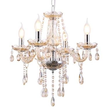 Imagem de MALOSA Lustres De Cristal Conhaque, Minilustre, Pequeno Lustre Para Sala Jantar, Estar, Ilha Cozinha, Cristais Quarto