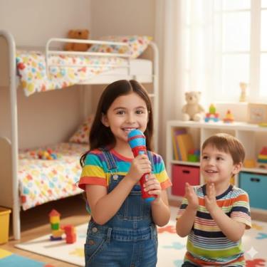 Imagem de Microfone Infantil Karaokê Brinquedo Musical Voz Som Criança